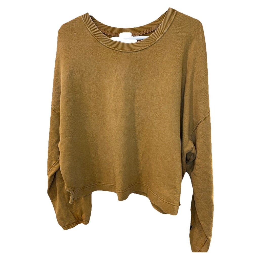 Aerie Offline Sweatshirt Womens XL Mustard Yellow Cropped Pullover Cozy Lounge - Picture 1 of 3